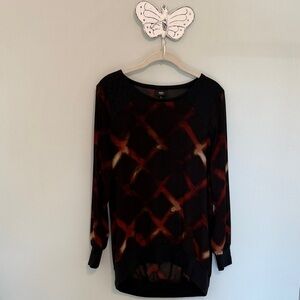 Mossimo Blouse Sheer Black and Brown Graphic Medium Mossimo Supply Co